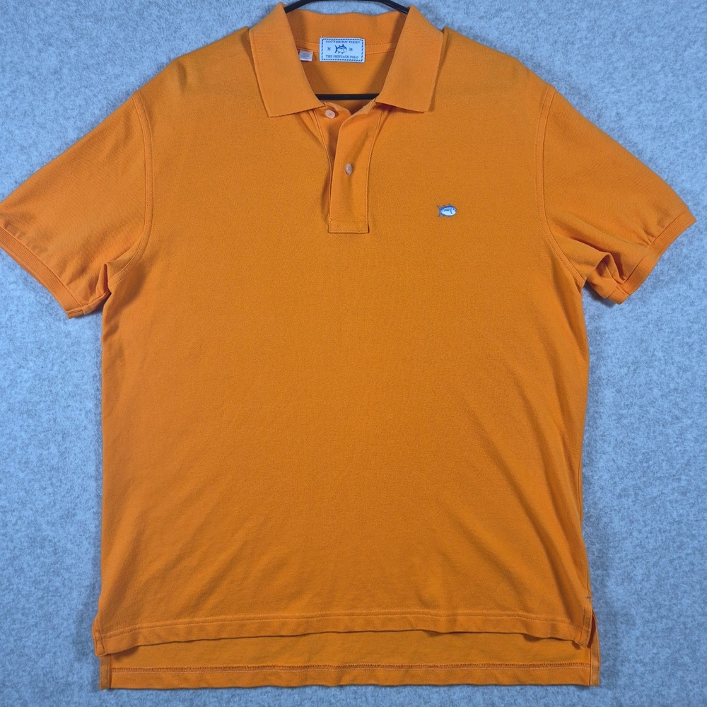 Southern Tide Skipjack Polo Mens Medium Orange Short Sleeve Pique Logo Shirt